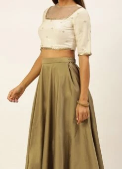 Teen Girls Beige N Prairie Sand Umbrella Lehenga Festive Wear