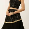 Teen Girls Black Embroidered Layered Lehenga Festive Wear