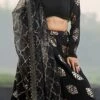 Teen Girls Black Embroidered Lehenga With Organza Dupatta Wedding Wear