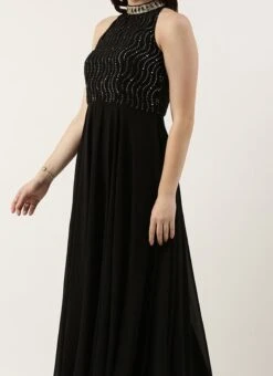 Teen Girls Black Georgette Sequins Gown Party Wear