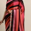 Teen Girls Black N Multicolored Blouse N Saree Set Party Wear