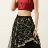 Teen Girls Black N Red Pleated Lehenga Set Party Wear