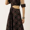 Teen Girls Black Printed Art Silk Gown Festive Wear