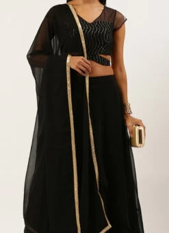 Teen Girls Black Sequins Embroidered Lehenga Festive Wear