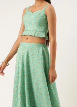 Teen Girls Blue Modal Satin Umbrella Lehenga Festive Wear