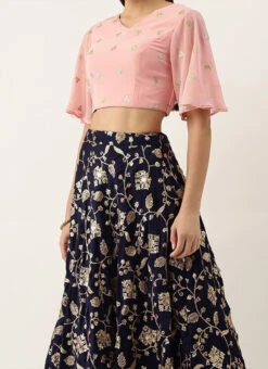 Teen Girls Blue Sequins Embroidered Lehenga Set Festive Wear