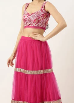 Teen Girls Dark Pink Georgette Embroidered Lehenga Festive Wear