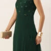 Teen Girls Green Embroidered Dress Festive Wear
