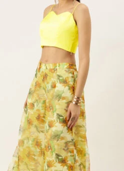 Teen Girls Green Organza Palazzo N Jacket Co Ords Set Festive Wear