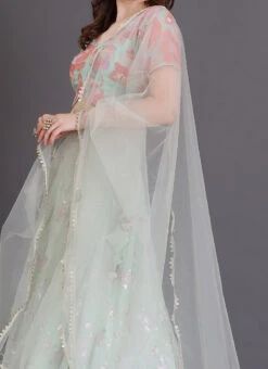 Teen Girls Green Sequins Georgette Lehenga Set Festive Wear