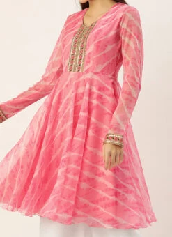 Teen Girls Light Pink Organza Palazzo Suit Festive Wear