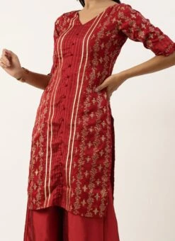 Teen Girls Maroon Art Silk Salwar N Palazzo Suit Festive Wear