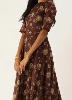 Teen Girls Maroon Chanderi Floor Length Anarkali Suit Festive Wear