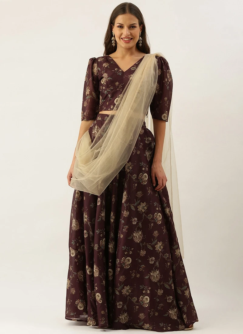 Teen Girls Maroon Digital Printed Indo Western Set Festive Wear - Image 3