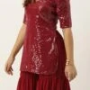 Teen Girls Maroon Embroidered Georgette Palazzo Suit Festive Wear