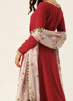 Teen Girls Maroon N Multicolored Floor Length Anarkali Suit Festive Wear
