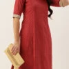 Teen Girls Maroon Nylon Jacquard Kurta Sets Festive Wear