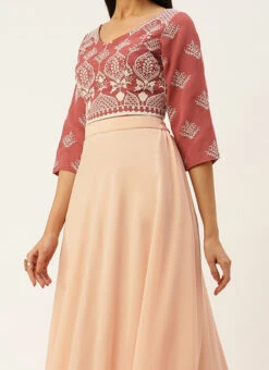 Teen Girls Mauve N Burgundy Embroidered V NeckLehenga Set Festive Wear