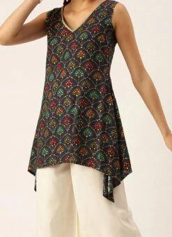 Teen Girls Mauve N Off White Cotton Kurta Set Festive Wear