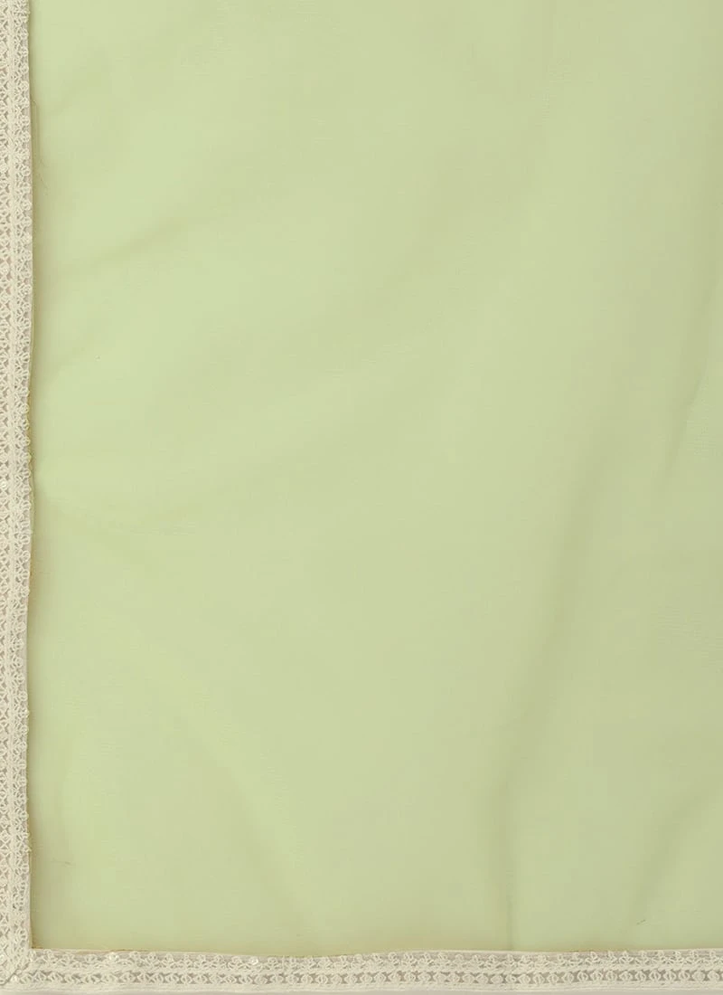 Teen Girls Mehndi Green Georgette Printed Palazzo Suit Festive Wear - Image 7