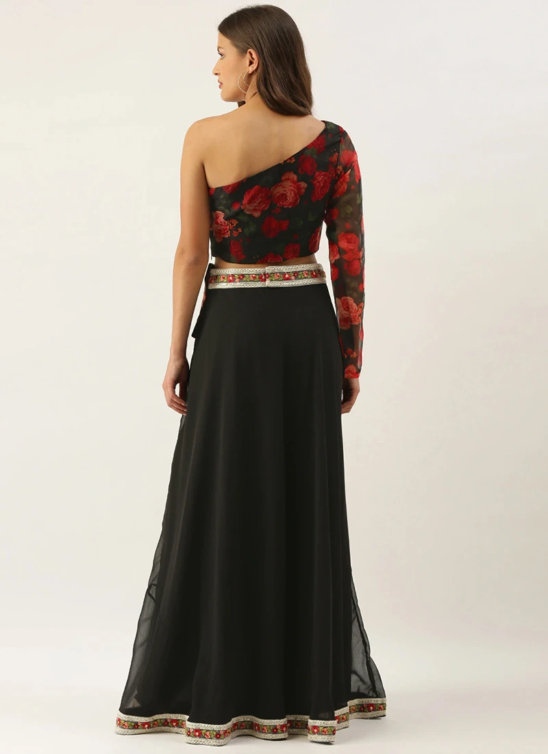 Teen Girls Multicolored Digital Printed Indo Western Skirt Set Festive Wear - Image 4