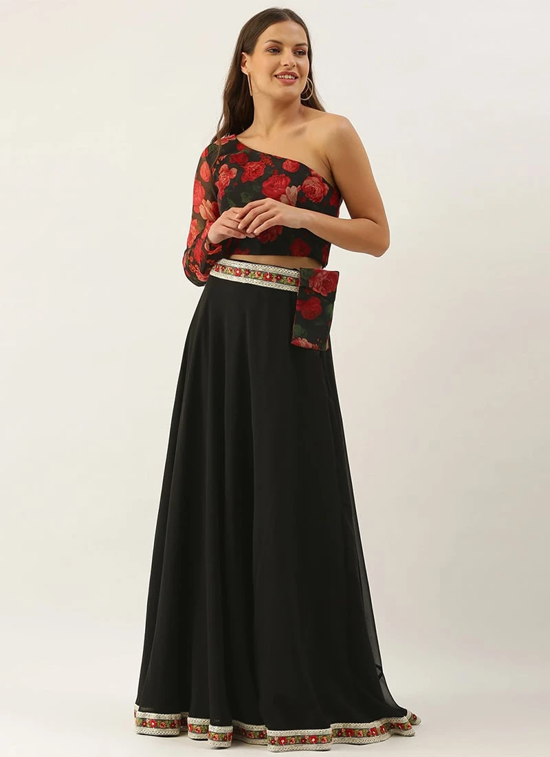 Teen Girls Multicolored Digital Printed Indo Western Skirt Set Festive Wear - Image 3