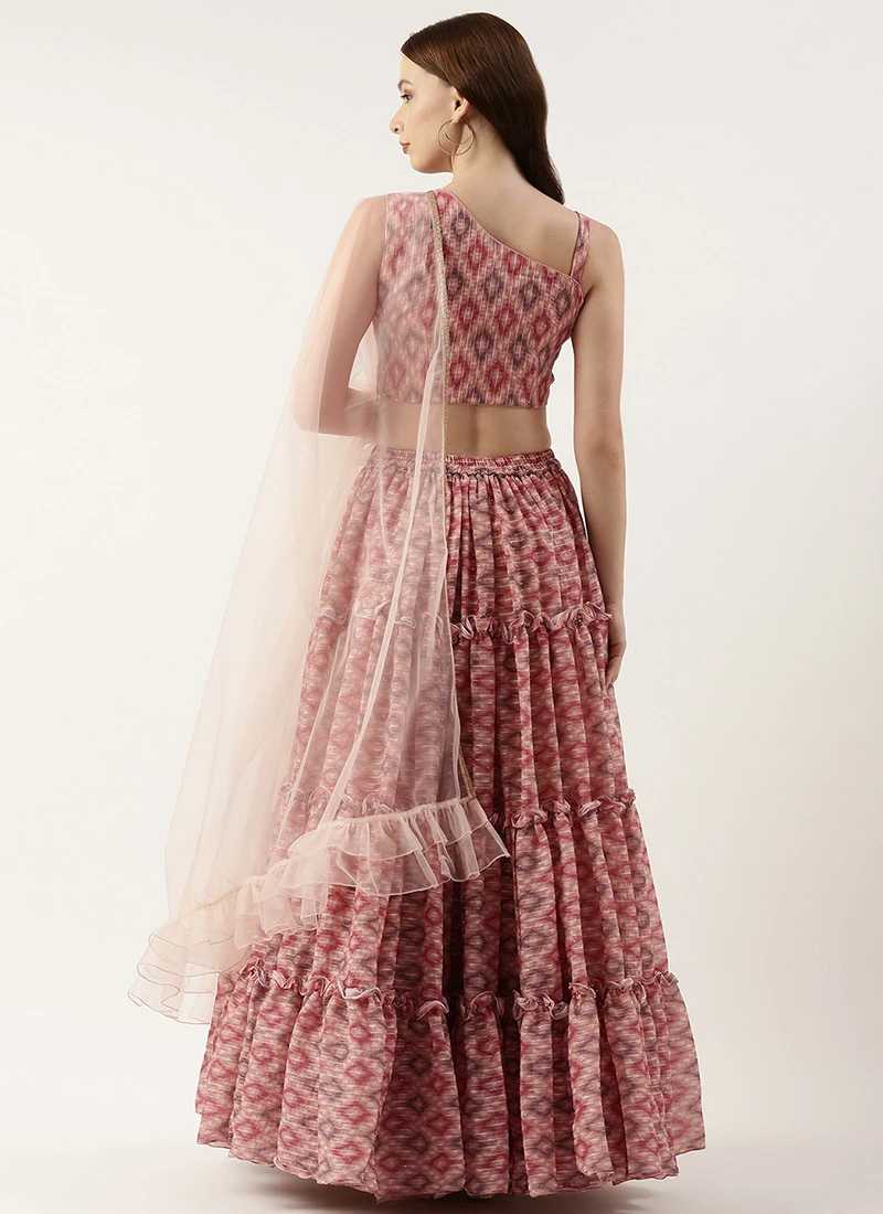 Teen Girls Multicolored Georgette Digital Printed Lehenga Festive Wear - Image 4