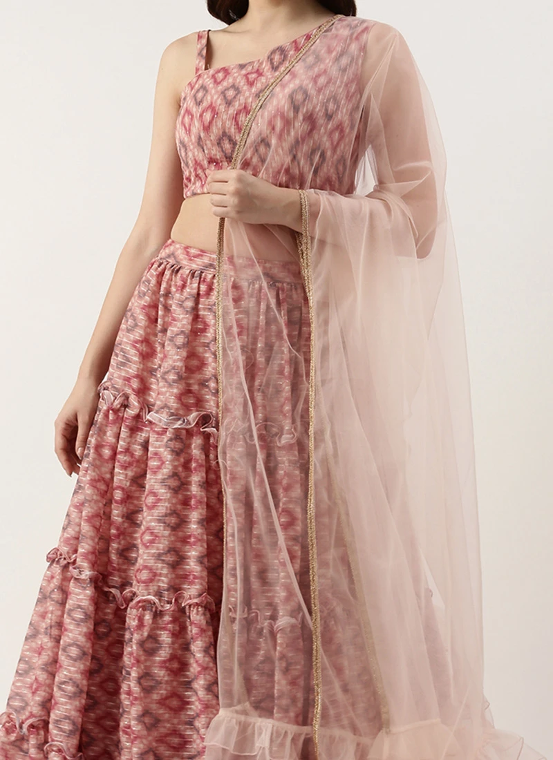 Teen Girls Multicolored Georgette Digital Printed Lehenga Festive Wear