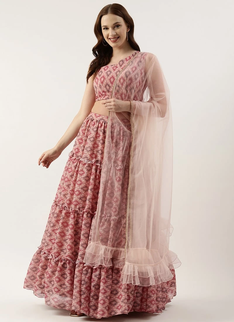 Teen Girls Multicolored Georgette Digital Printed Lehenga Festive Wear - Image 3