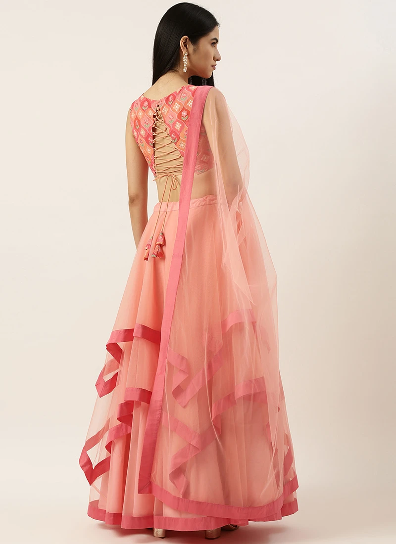 Teen Girls Multicolored Georgette Lehenga Set Party Wear - Image 4