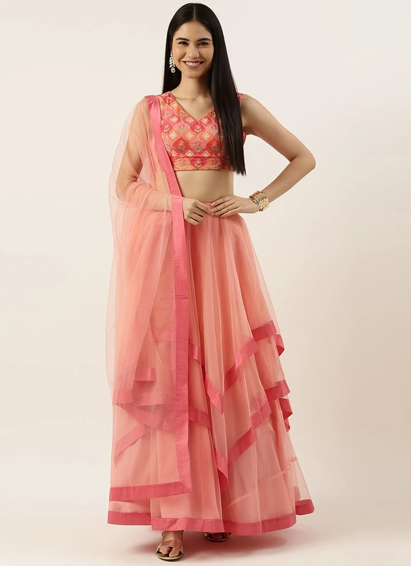 Teen Girls Multicolored Georgette Lehenga Set Party Wear - Image 3