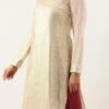 Teen Girls Off White Embroidered Asymmetrical Gharara Suit Festive Wear