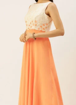 Teen Girls Off White Embroidered Floor Length Anarkali Suit Festive Wear