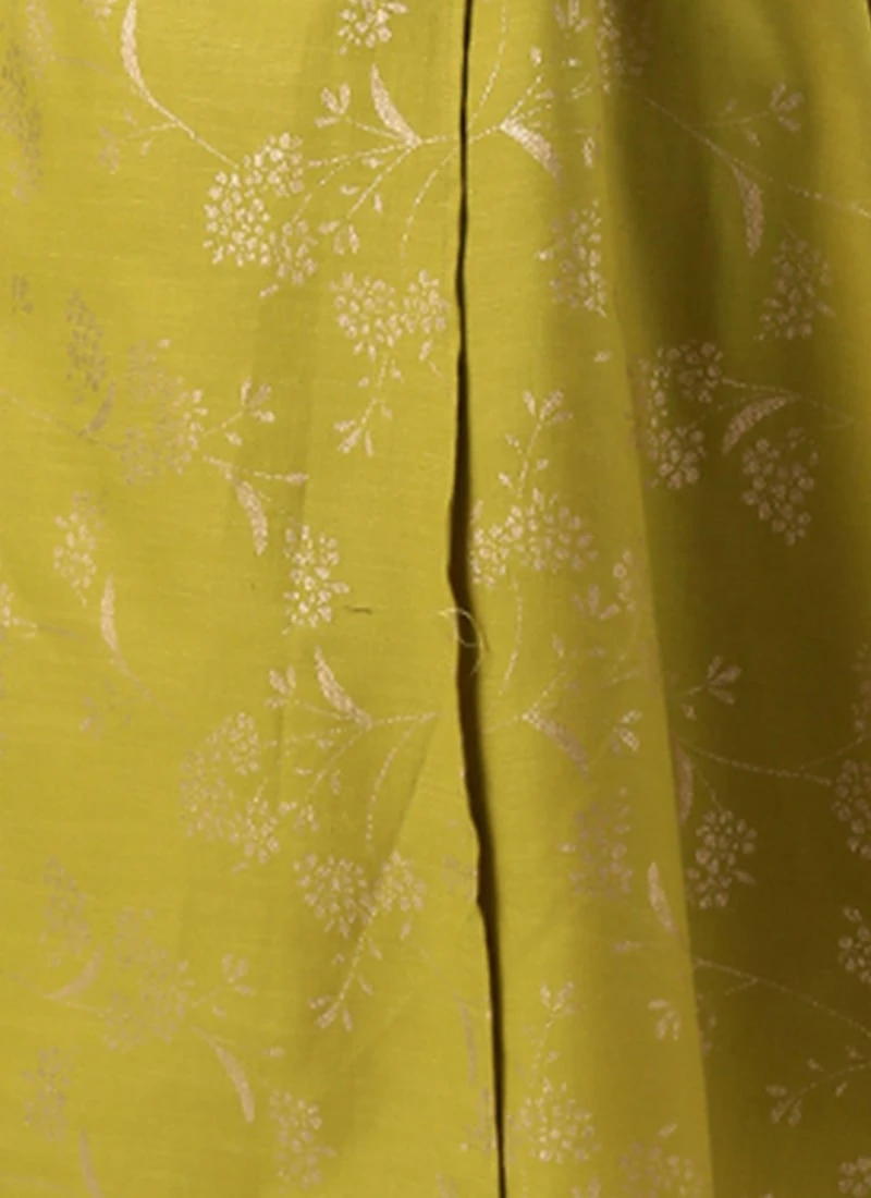 Teen Girls Teen Girl Olive Green Rayon Foil Print Kurta Set Work Wear - Image 8