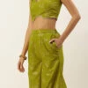 Teen Girls Olive Green Rayon Foil Printed Co Ord Set Festive Wear