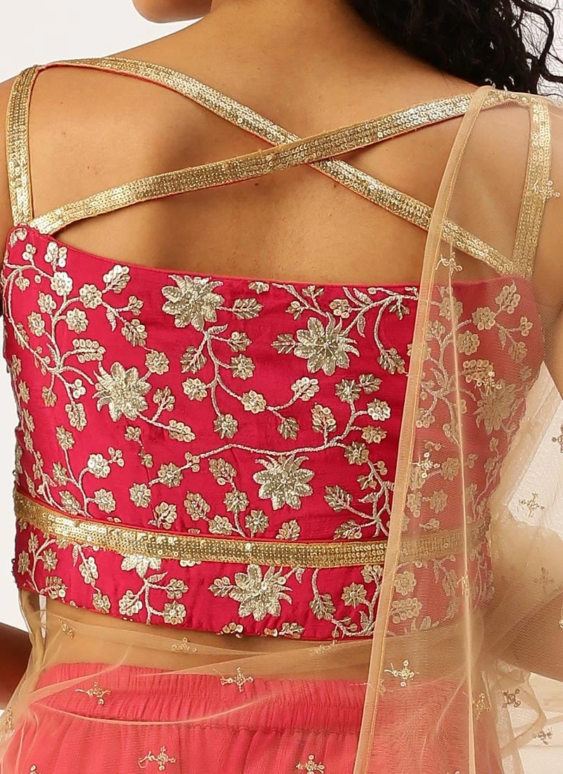 Teen Girls Pink Embroidered Chinon Palazzo Suit Set Festive Wear - Image 6