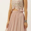 Teen Girls Pink Embroidered Crop Top N Skirt Party Wear