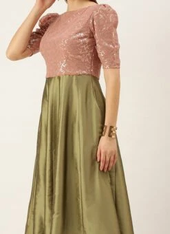 Teen Girls Pink Embroidered Georgette Kali Anarkali Festive Wear