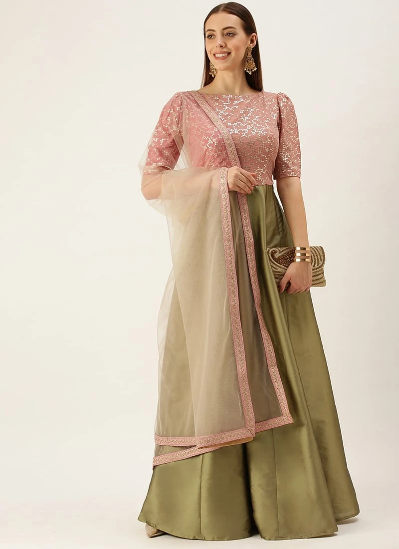 Teen Girls Pink Embroidered Georgette Kali Anarkali Festive Wear - Image 3
