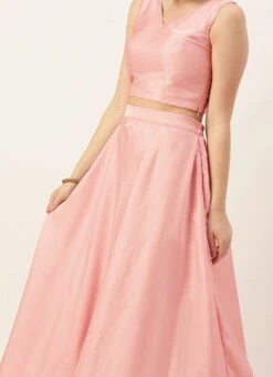 Teen Girls Pink Embroidered Indowestern Set Festive Wear