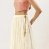 Teen Girls Pink Embroidered N White Georgette Lehenga Festive Wear