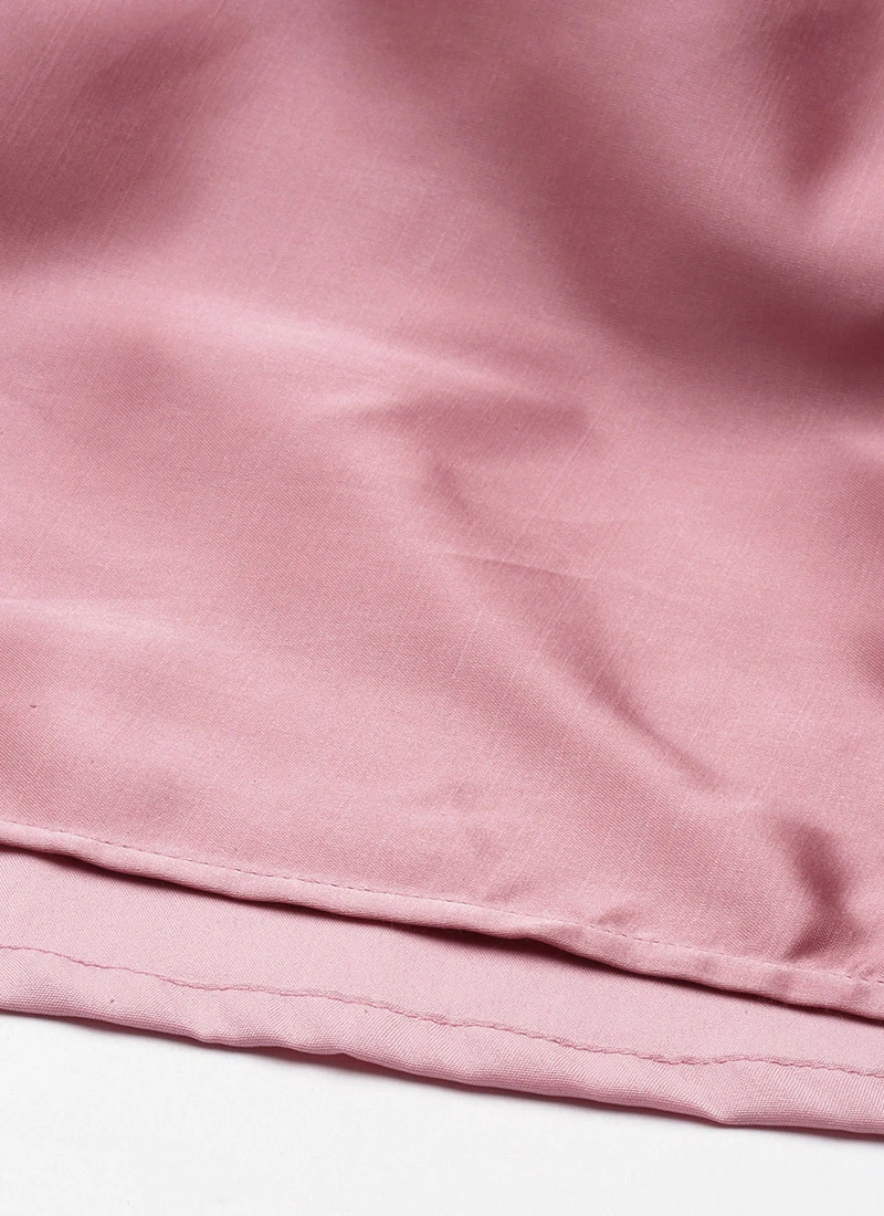 Teen Girls Pink Embroidered Satin Drape Skirt Set Party Wear - Image 8