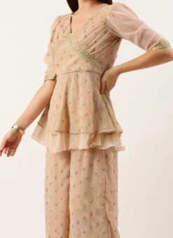 Teen Girls Pink Georgette Embroidered Palazzo Suit Festive Wear