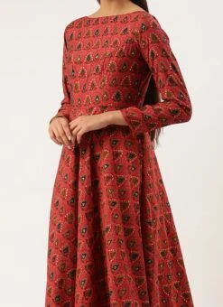 Teen Girls Pink N Blue Printed Jacket Anarkali Suit Festive Wear