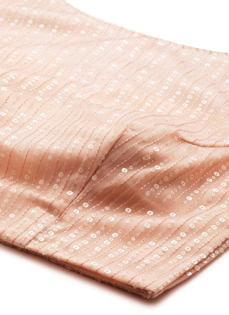 Teen Girls Pink N Peach Embroidered Crop Top N Skirt Festive Wear - Image 5