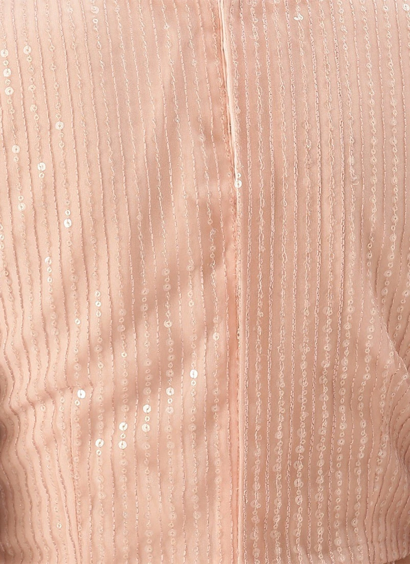 Teen Girls Pink N Peach Embroidered Crop Top N Skirt Festive Wear - Image 7