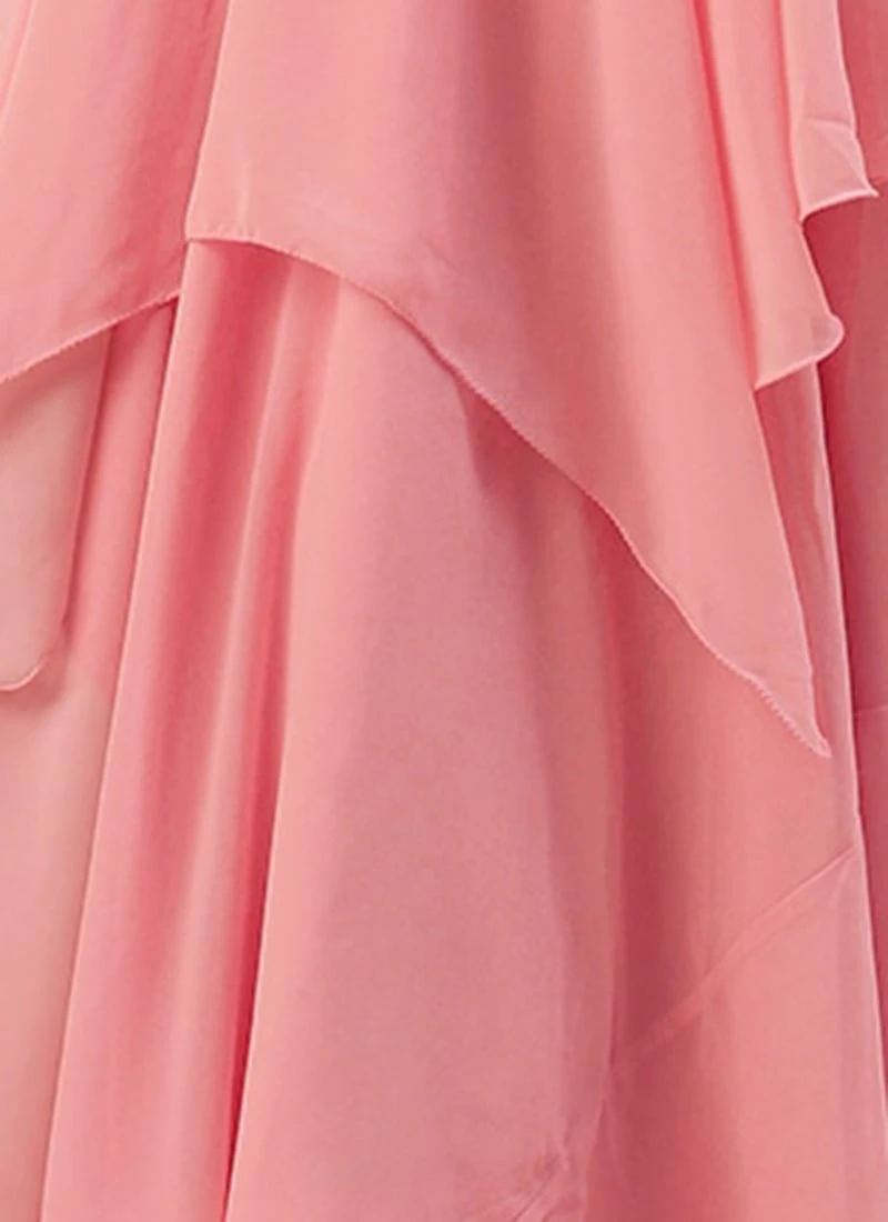 Teen Girls Pink N White Embroidered Handkerchief Gown Party Wear - Image 8