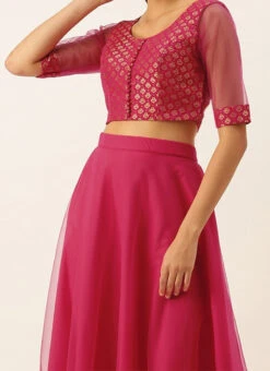 Teen Girls Pink N Yellow Lehenga Set With Embroidered Dupatta Festive Wear