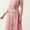 Teen Girls Pink Net Embroidered Skirt Set Festive Wear