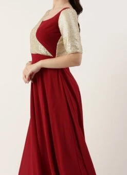 Teen Girls Silver Embroidered N Overlapping Style Gown Festive Wear